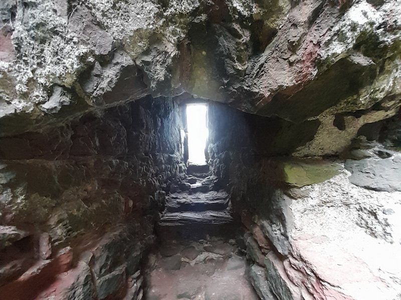 Window at Cessford Castle showing immense thickness of the walls.