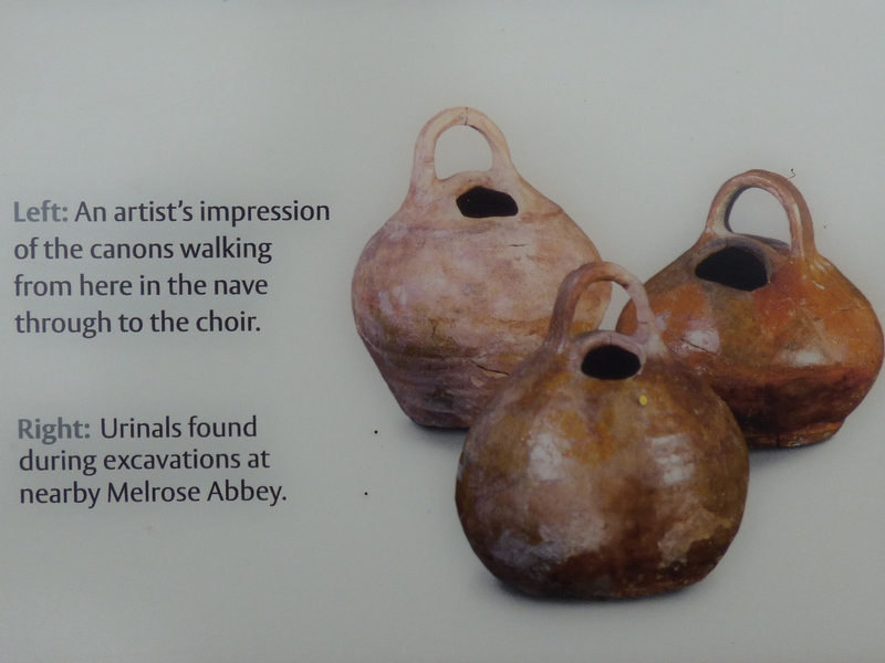 Information board about portable urinals used by Monks at Dryburgh Abbey