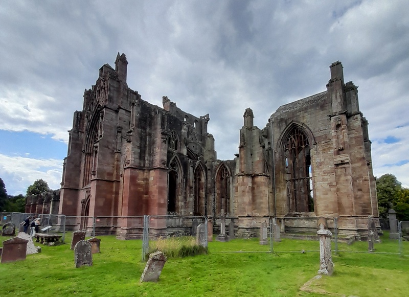 Melrose Abbey viewed from eastern end of main building