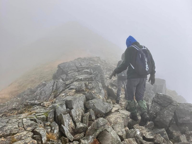 Mist on the approach to the summit of Ben Challum