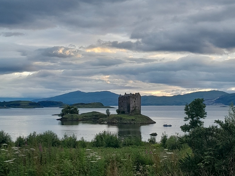 Castle Stalker viewed from car park at the Old Inn