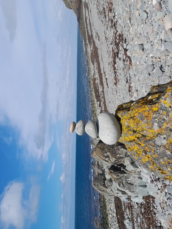 Balancing Rocks on the pebble beach at St Ninian's Cave