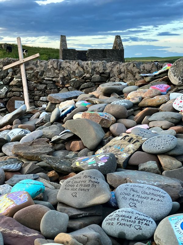 Collection of memorial stones beside St Ninian's Chapel