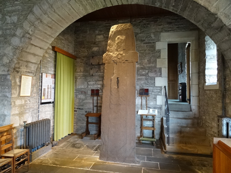 The original Fowlis Wester cross inside the church