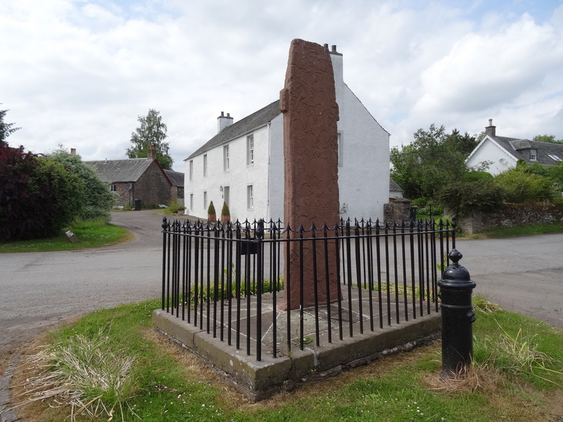 Replica Pictish Cross in centre of Fowlis Wester village 