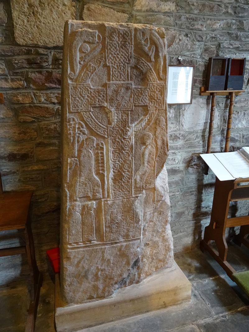 Celtic style cross that was found hidden in the walls of Fowlis Wester kirk