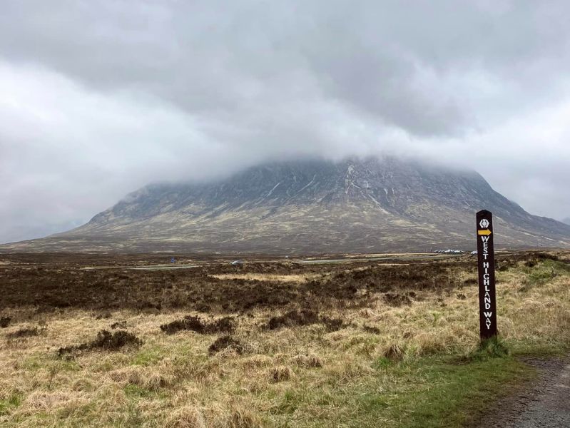 Buachaille Etive Mòr and the WHW signpost