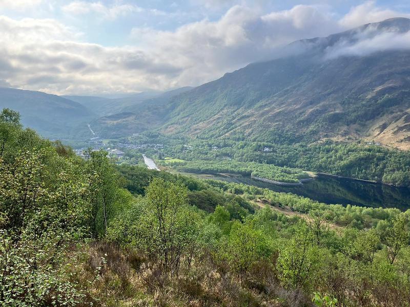 View looking down on Kinlochleven from the West Highland Way